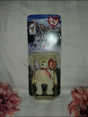 Ty Cream Maple Bear Plush with Red Details